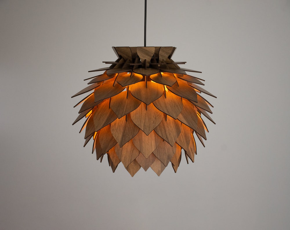 Wooden Pine Cone Modern Chandelier Lamp