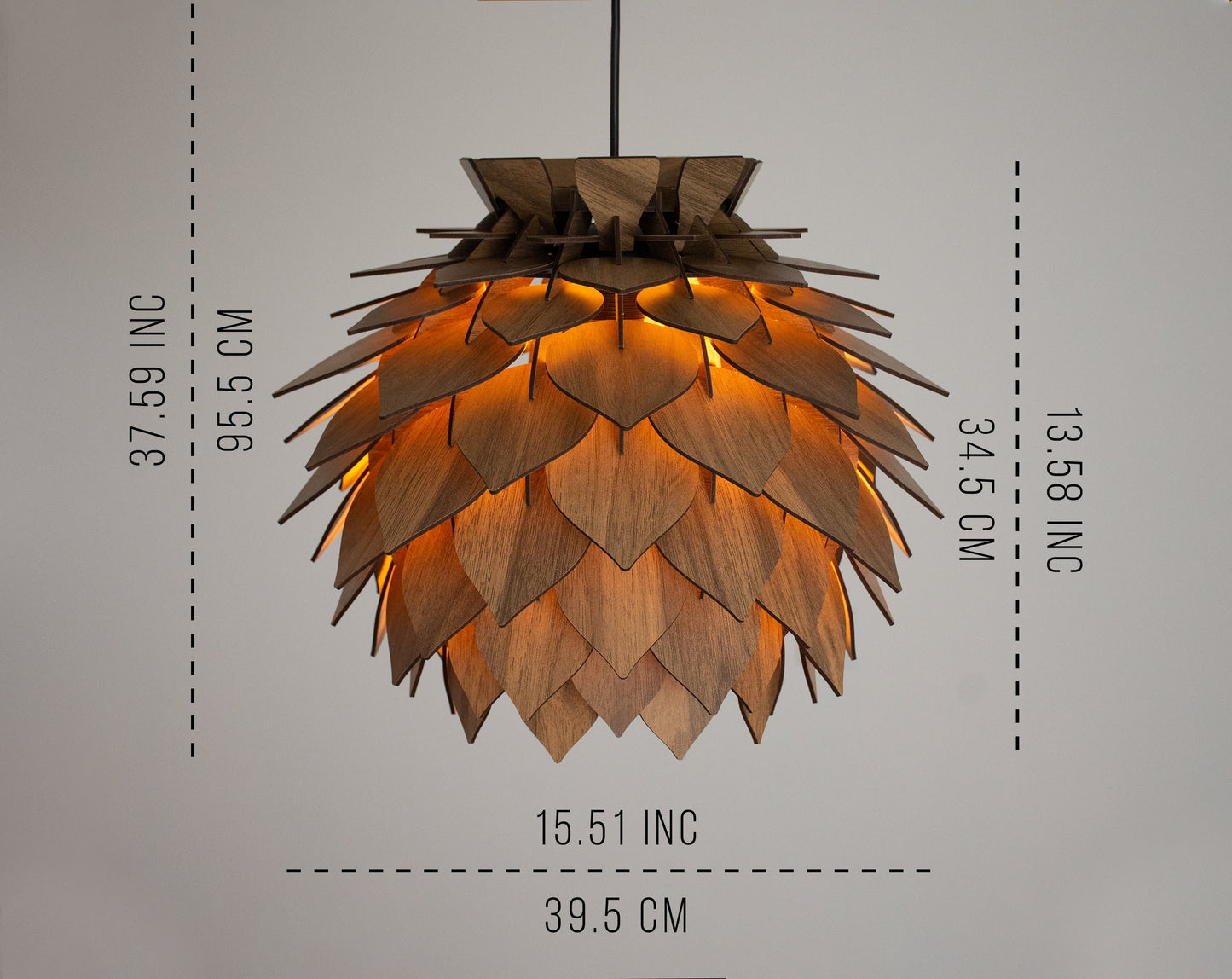 Wooden Pine Cone Modern Chandelier Lamp