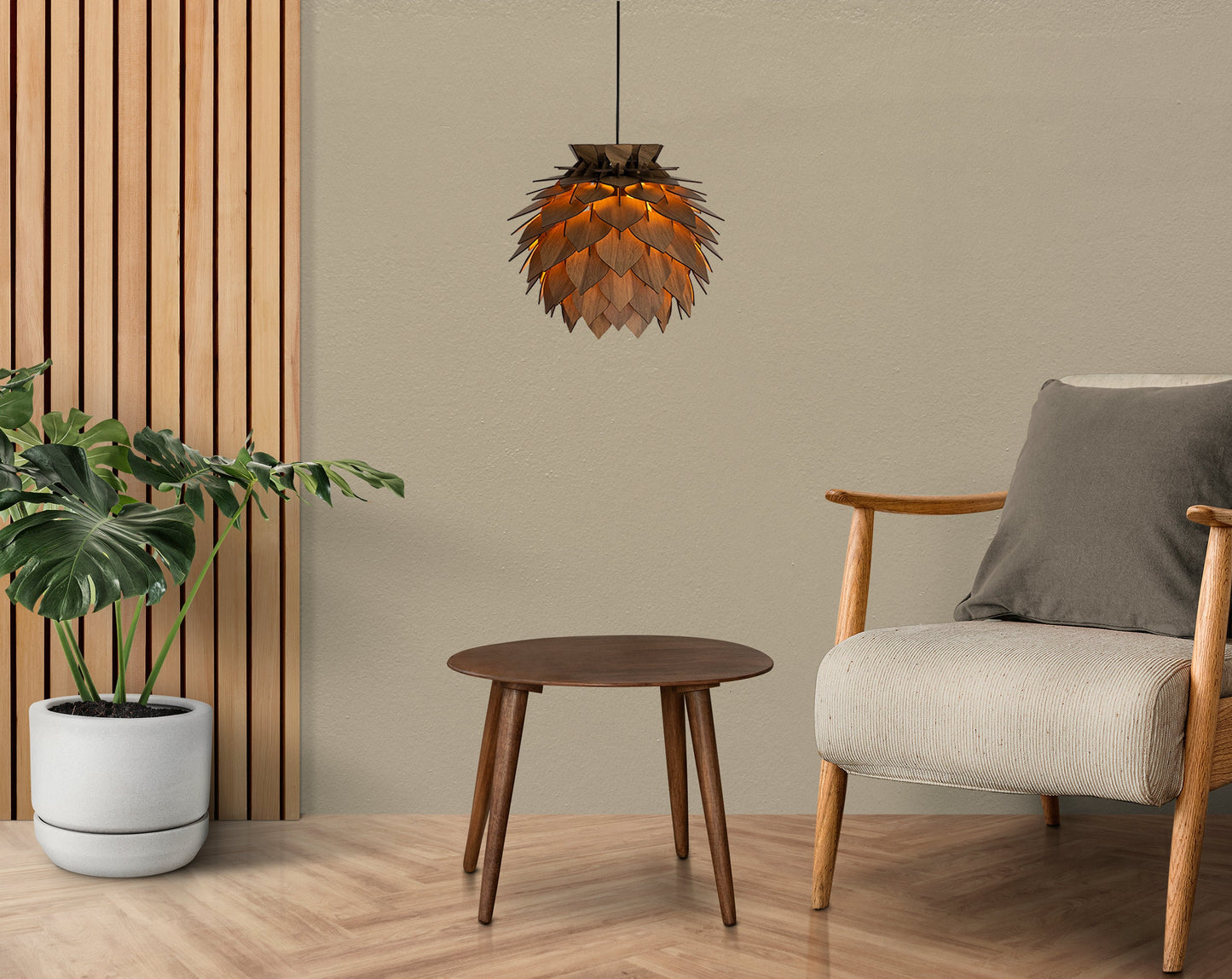 Wooden Pine Cone Modern Chandelier Lamp